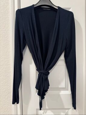 Zara Navy Blue Tie-Front Cardigan